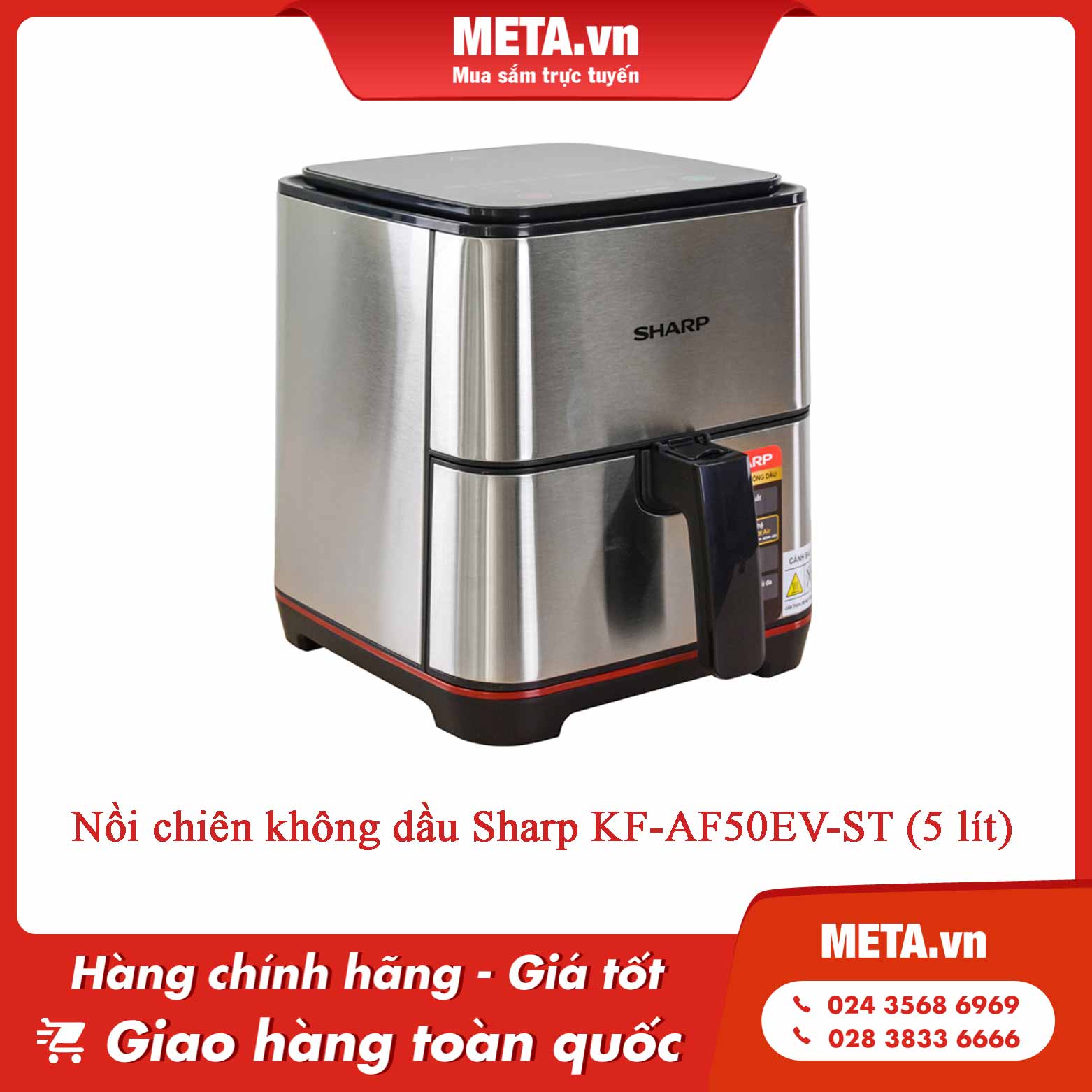 review nồi chiên không dầu Sharp - Nồi chiên không dầu Sharp KF-AF50EV-ST (5 lít)