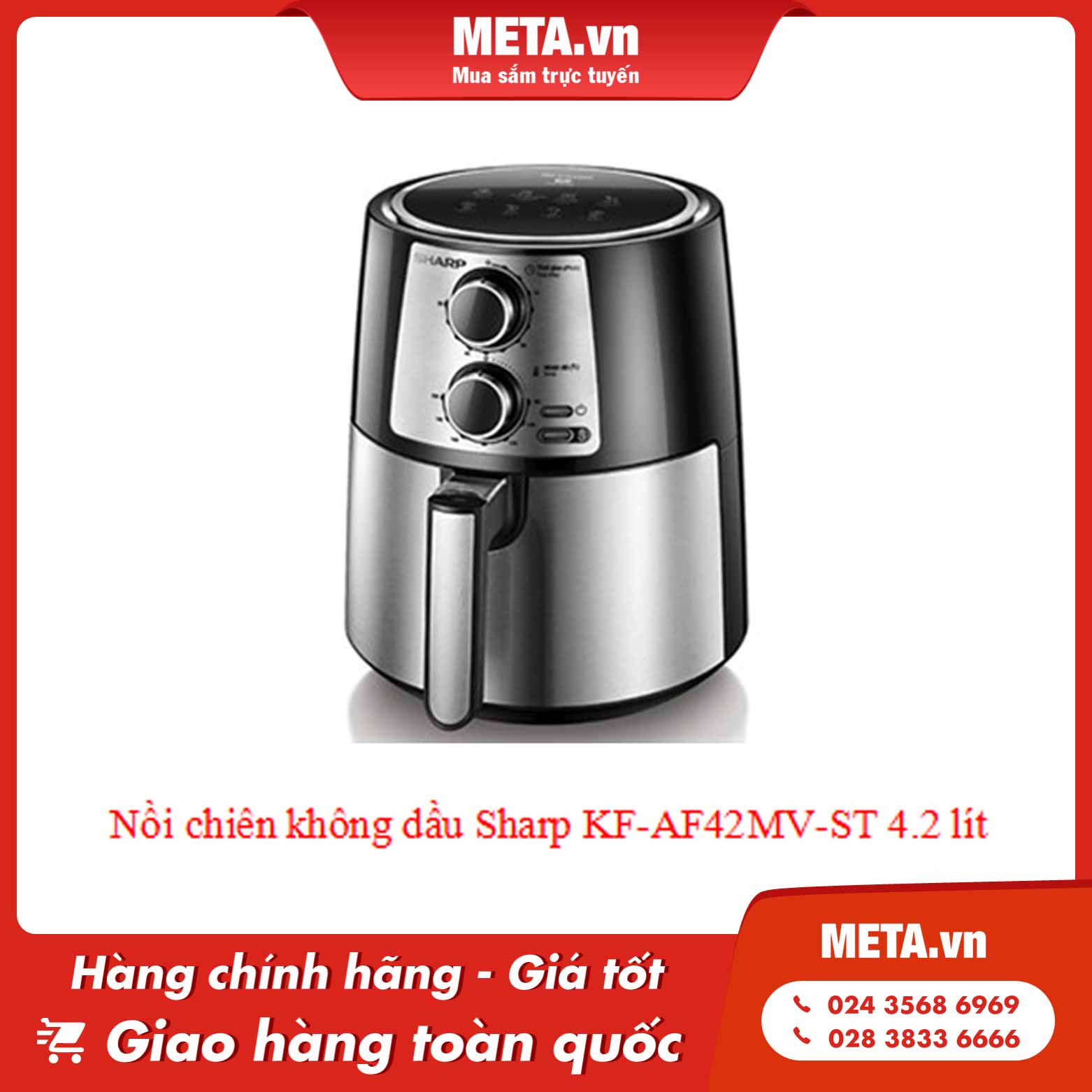 Đánh giá nồi chiên không dầu Sharp có tốt không - Nồi chiên không dầu Sharp KF-AF42MV-ST 4,2 lít