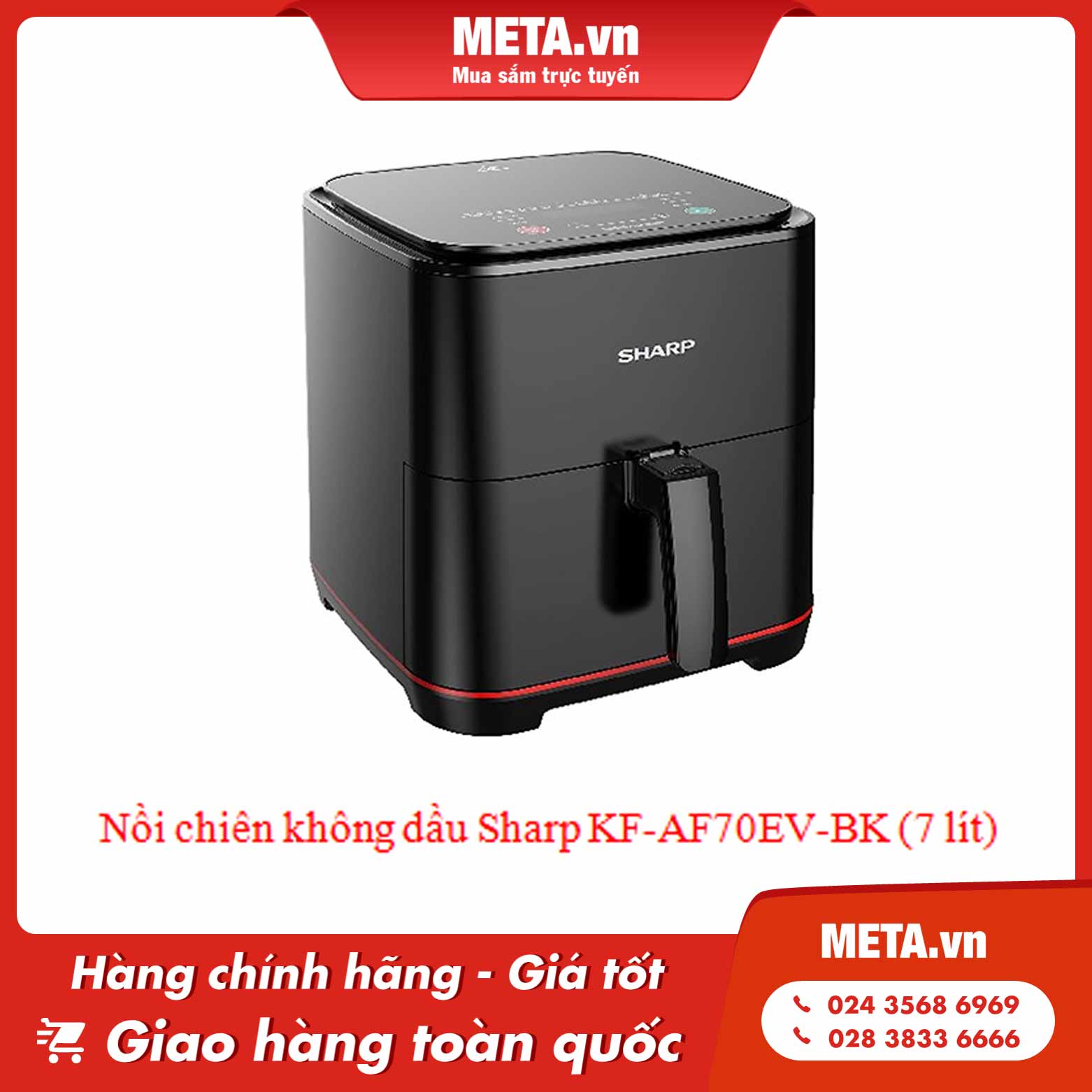 Đánh giá nồi chiên không dầu Sharp có tốt không - Nồi chiên không dầu Sharp KF-AF70EV-BK (7 lít)