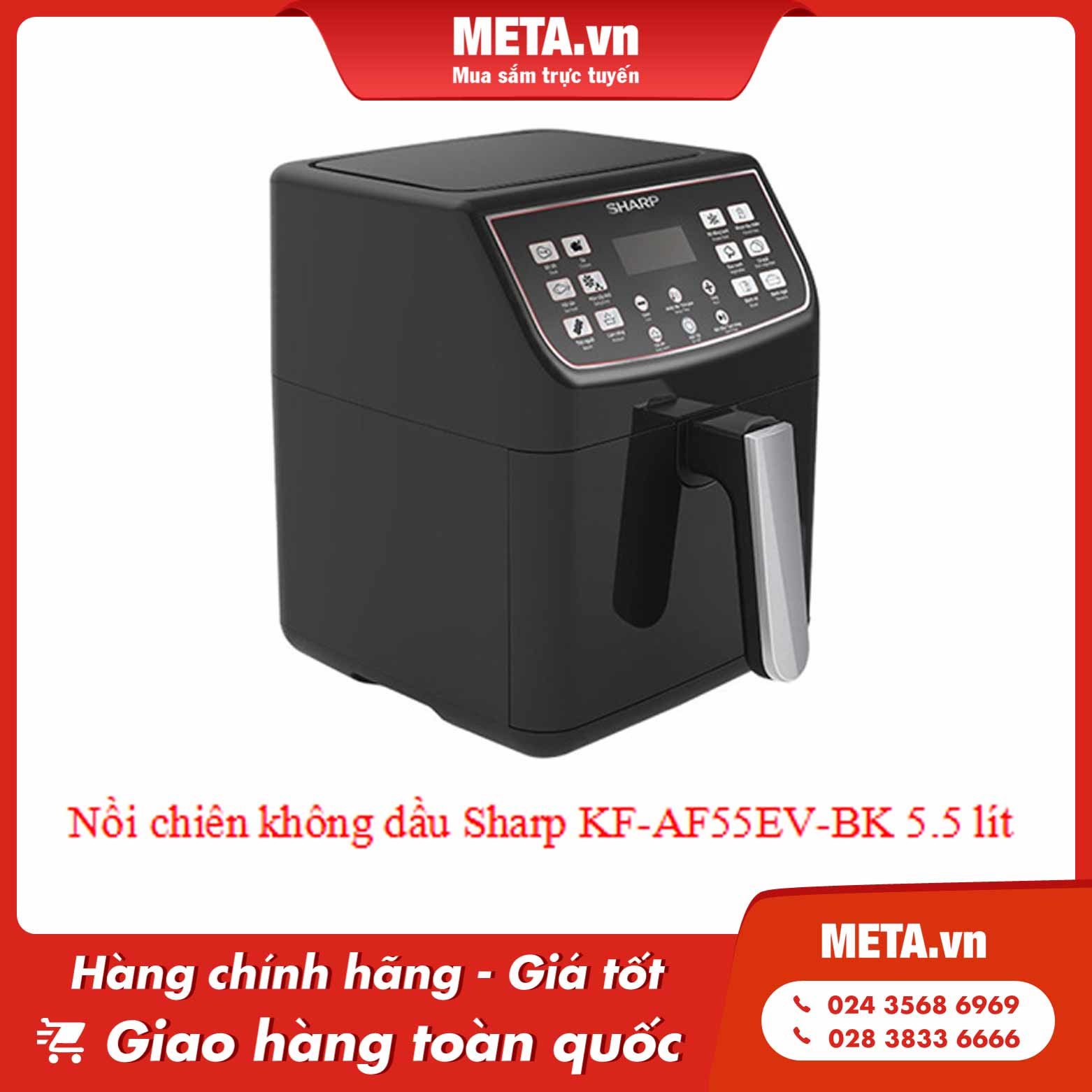 Nồi chiên không dầu Sharp review - Nồi chiên không dầu Sharp KF-AF55EV-BK 5,5 lít