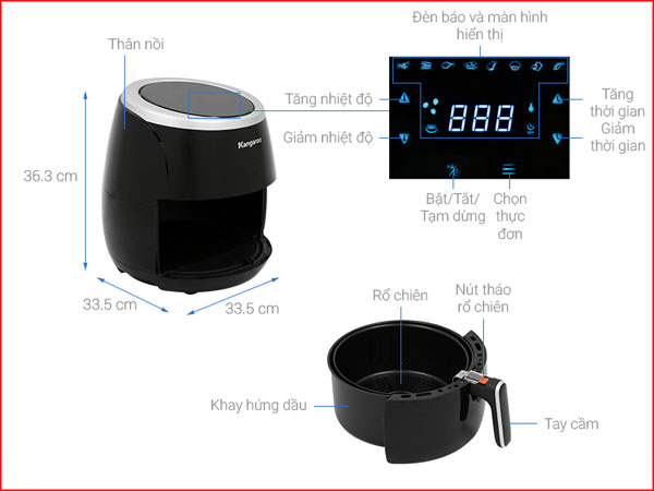 Cách sử dụng nồi chiên không dầu Kangaroo KG52AF1A chi tiết