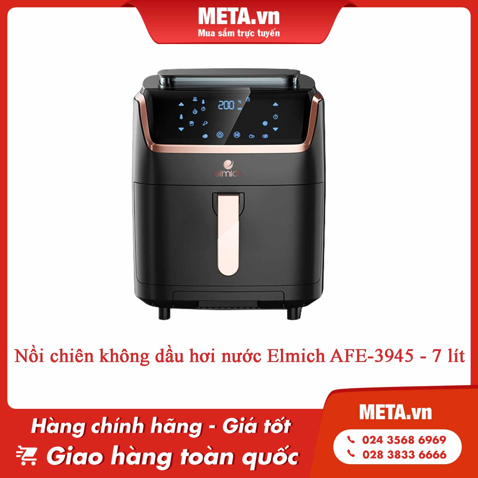 review nồi chiên không dầu Elmich - Nồi chiên không dầu hơi nước Elmich AFE-3945