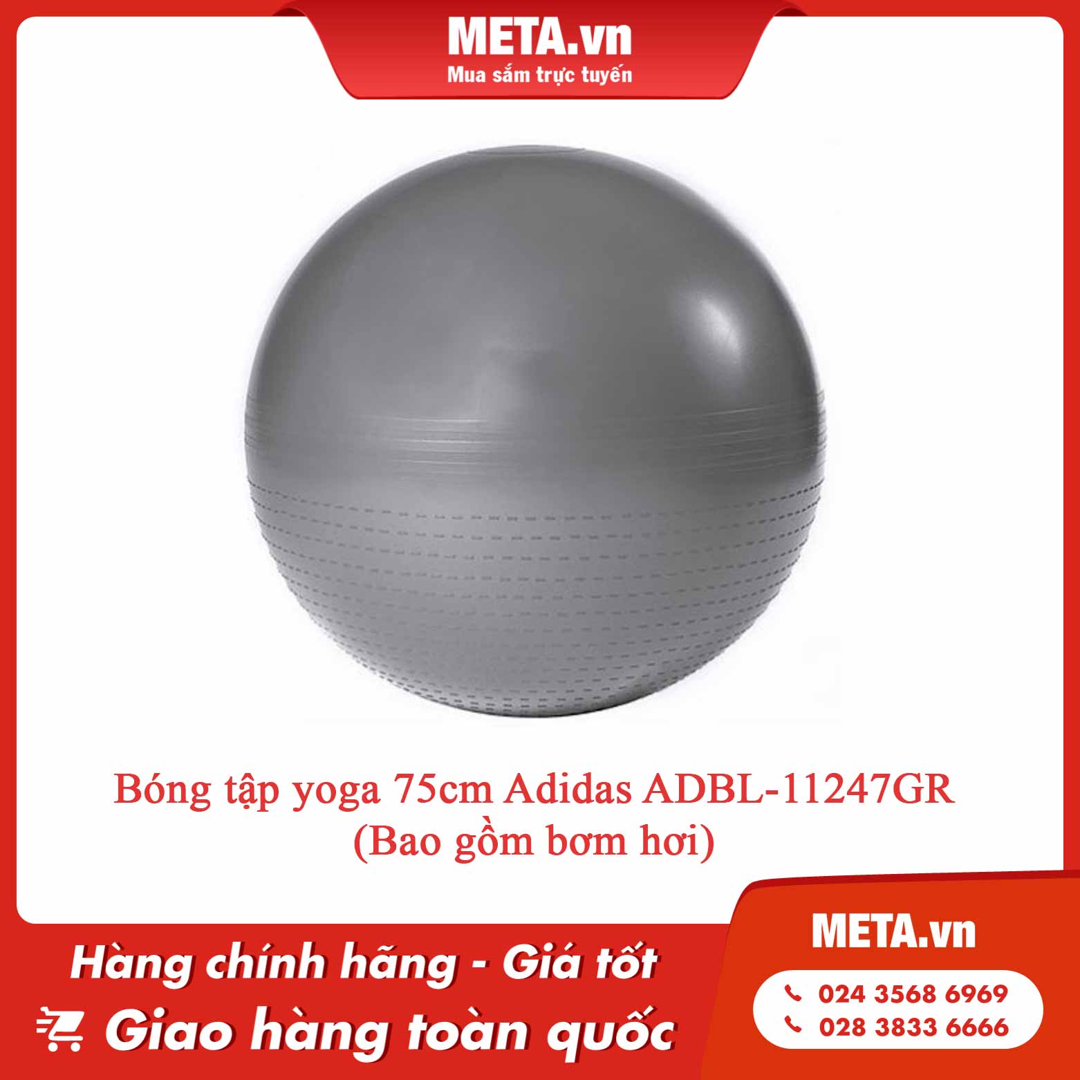 Bóng tập yoga 75cm Adidas ADBL-11247GR (Bao gồm bơm hơi)