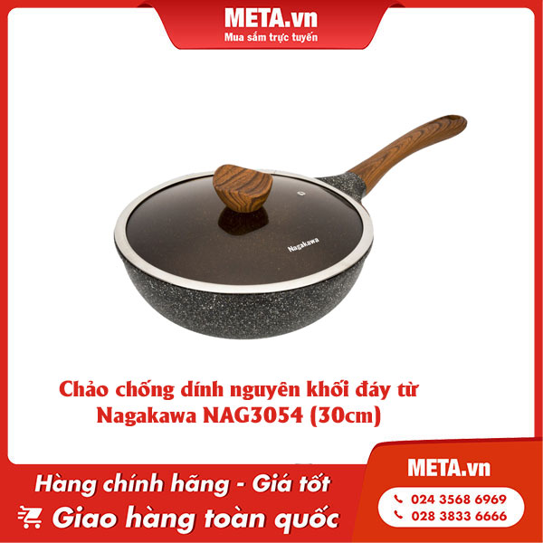 Chảo chống dính nguyên khối đáy từ Nagakawa NAG3054