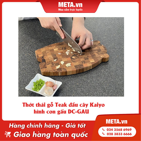 Thớt thái gỗ Teak đầu cây Kaiyo hình con gấu DC-GAU