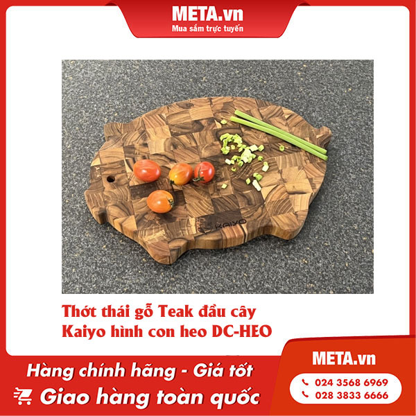 Thớt thái gỗ Teak đầu cây Kaiyo hình con heo DC-HEO
