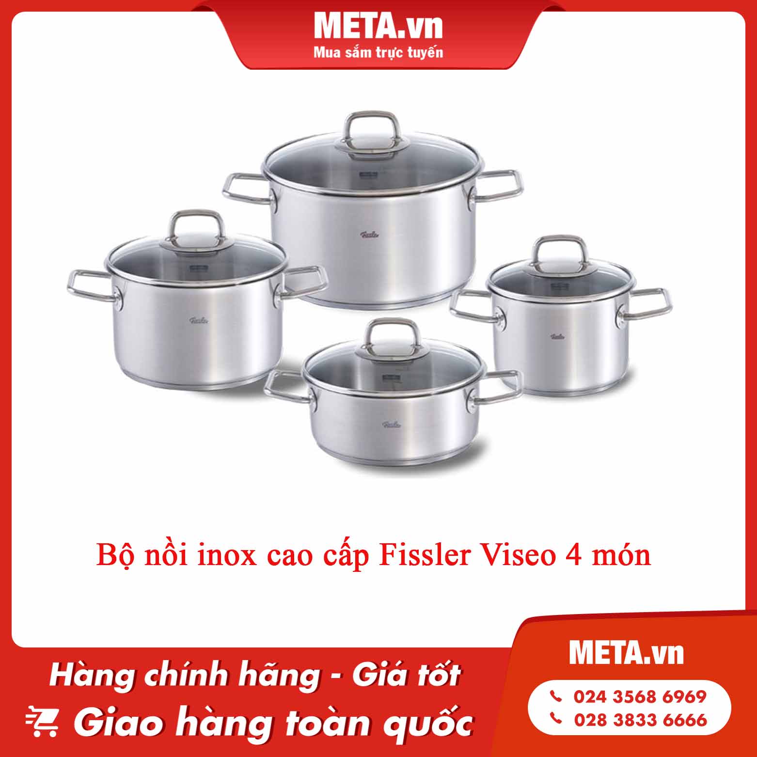 Bộ nồi Đức inox cao cấp Fissler Viseo 4 món