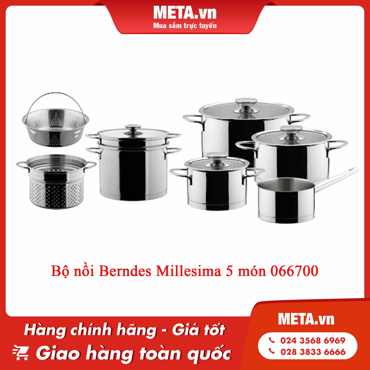Bộ nồi Đức Berndes Millesima 5 món 066700