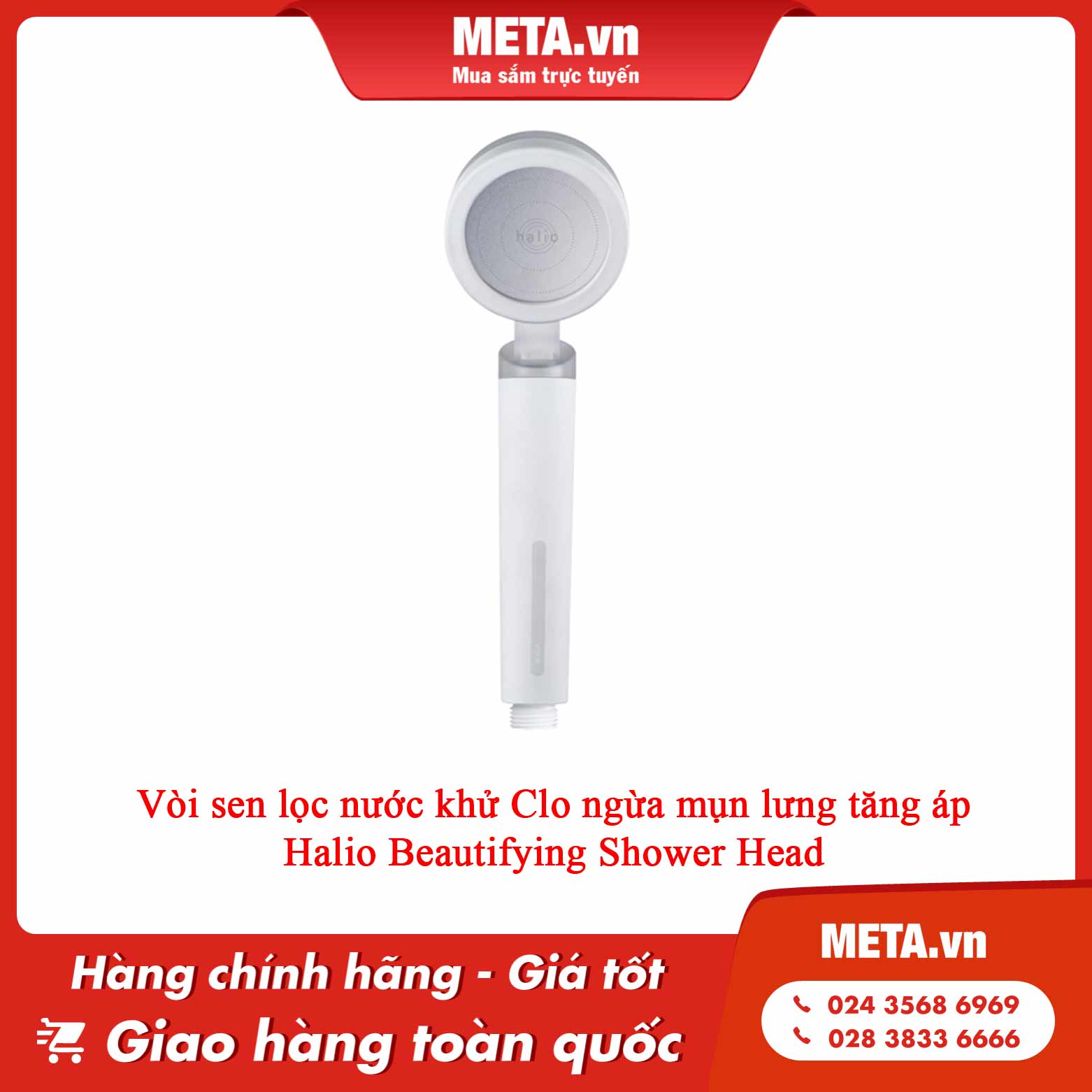 Vòi sen lọc nước khử Clo ngừa mụn lưng tăng áp Halio Beautifying Shower Head
