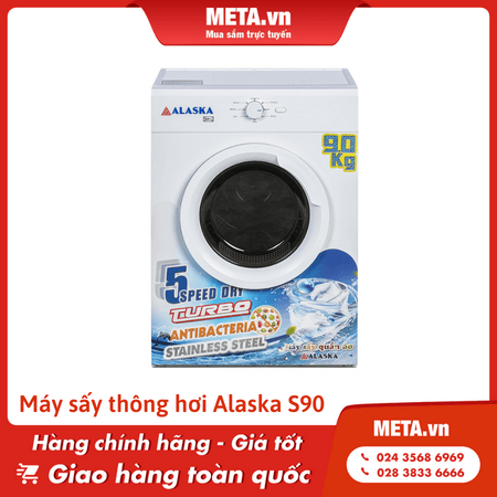 Máy sấy quần áo thông hơi Alaska S90 (9kg)