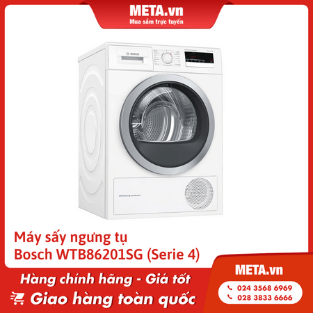 Máy sấy quần áo ngưng tụ 8kg Bosch WTB86201SG (Serie 4)