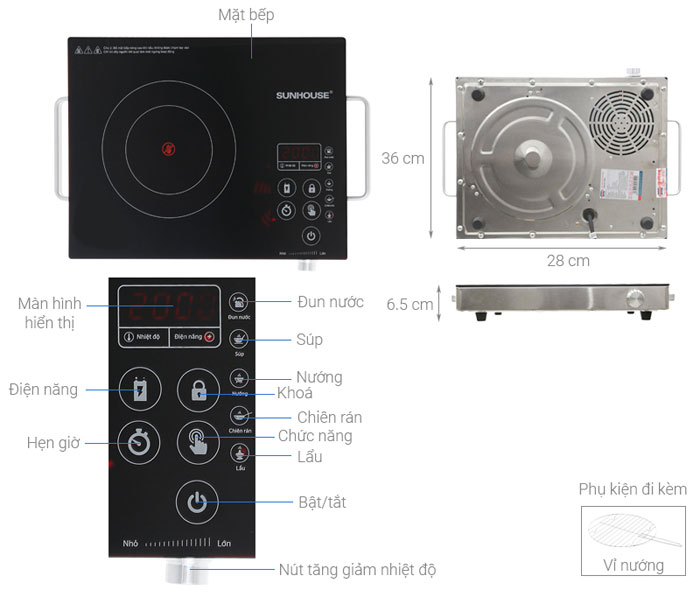 Chi tiết cách sử dụng bếp hồng ngoại Sunhouse SHD6017