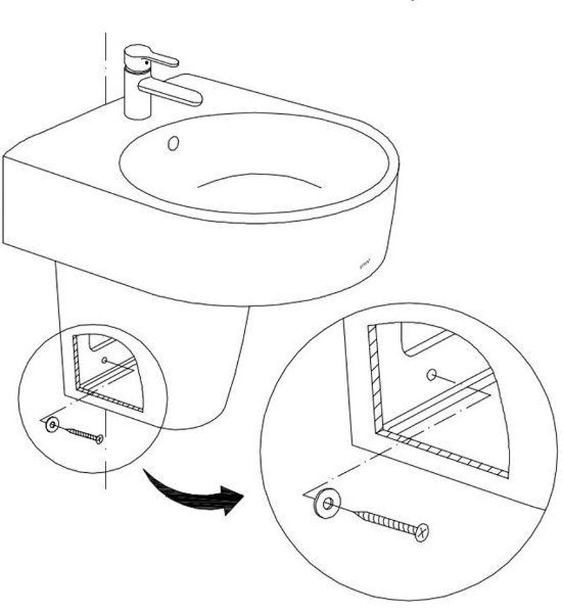 Dùng máy bắt vít cố định phần thân lavabo