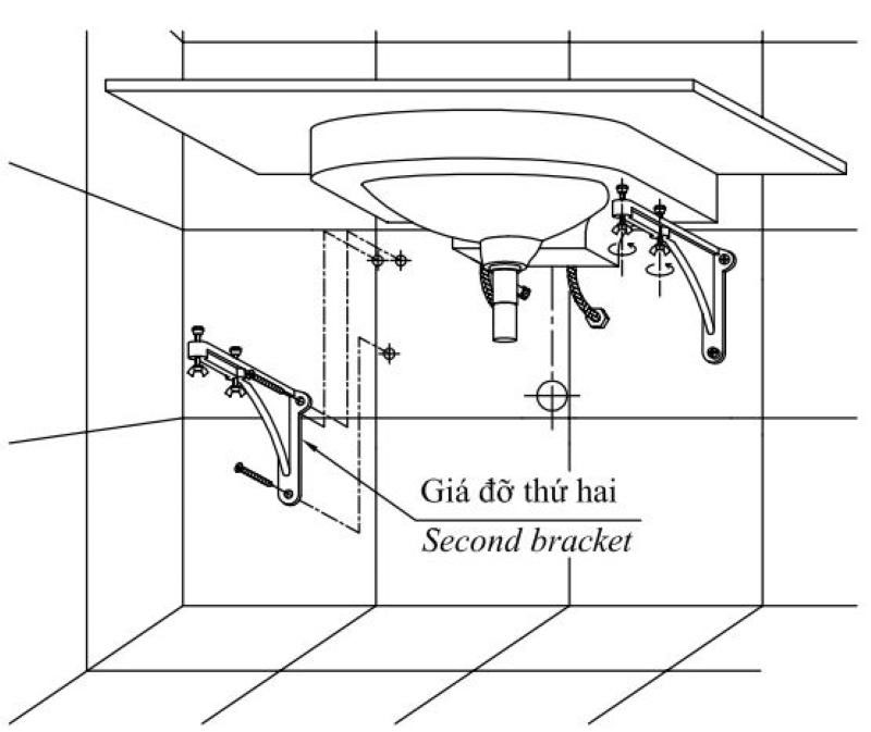 Đặt chậu vào giá đỡ thứ nhất rồi lắp đặt giá đỡ thứ hai