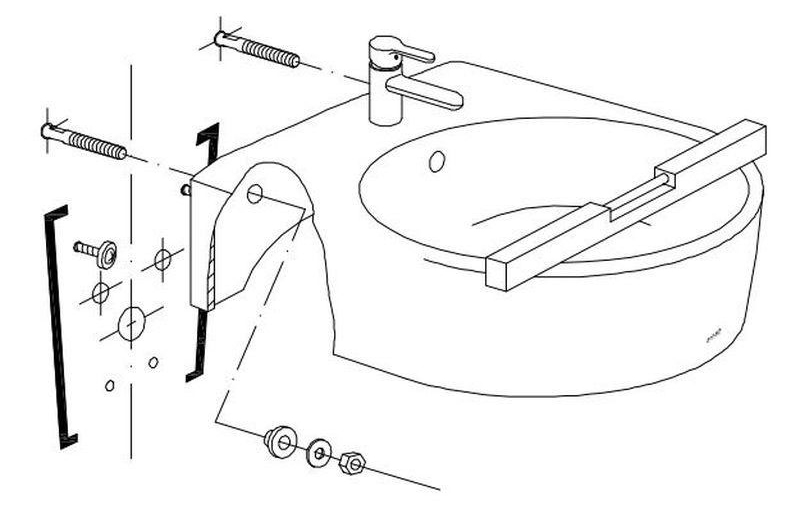 Bạn lắp cố định phần thân lavabo lại