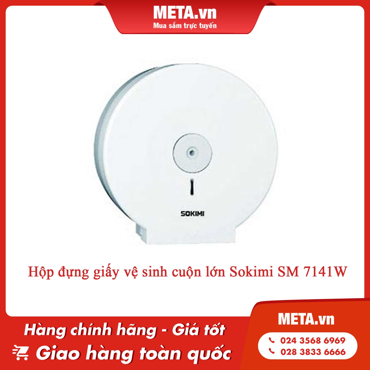 Hộp đựng giấy vệ sinh cuộn lớn Sokimi SM 7141W
