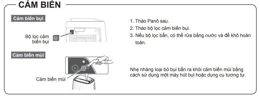 Vệ sinh bộ phận cảm biến máy lọc không khí 