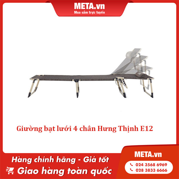 Giường bạt lưới 4 chân Hưng Thịnh E12
