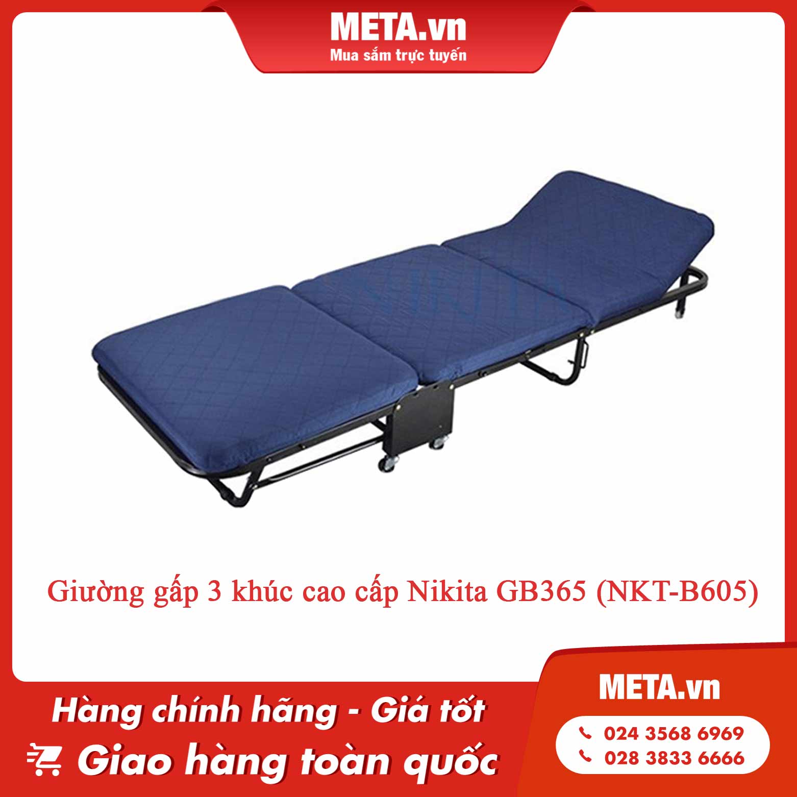 Giường gấp Nhật Bản 3 khúc cao cấp Nikita GB365 (NKT-B605)