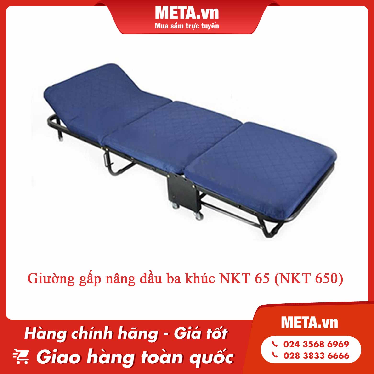 Giường gấp Nhật Bản nâng đầu ba khúc NKT 65 (NKT 650)