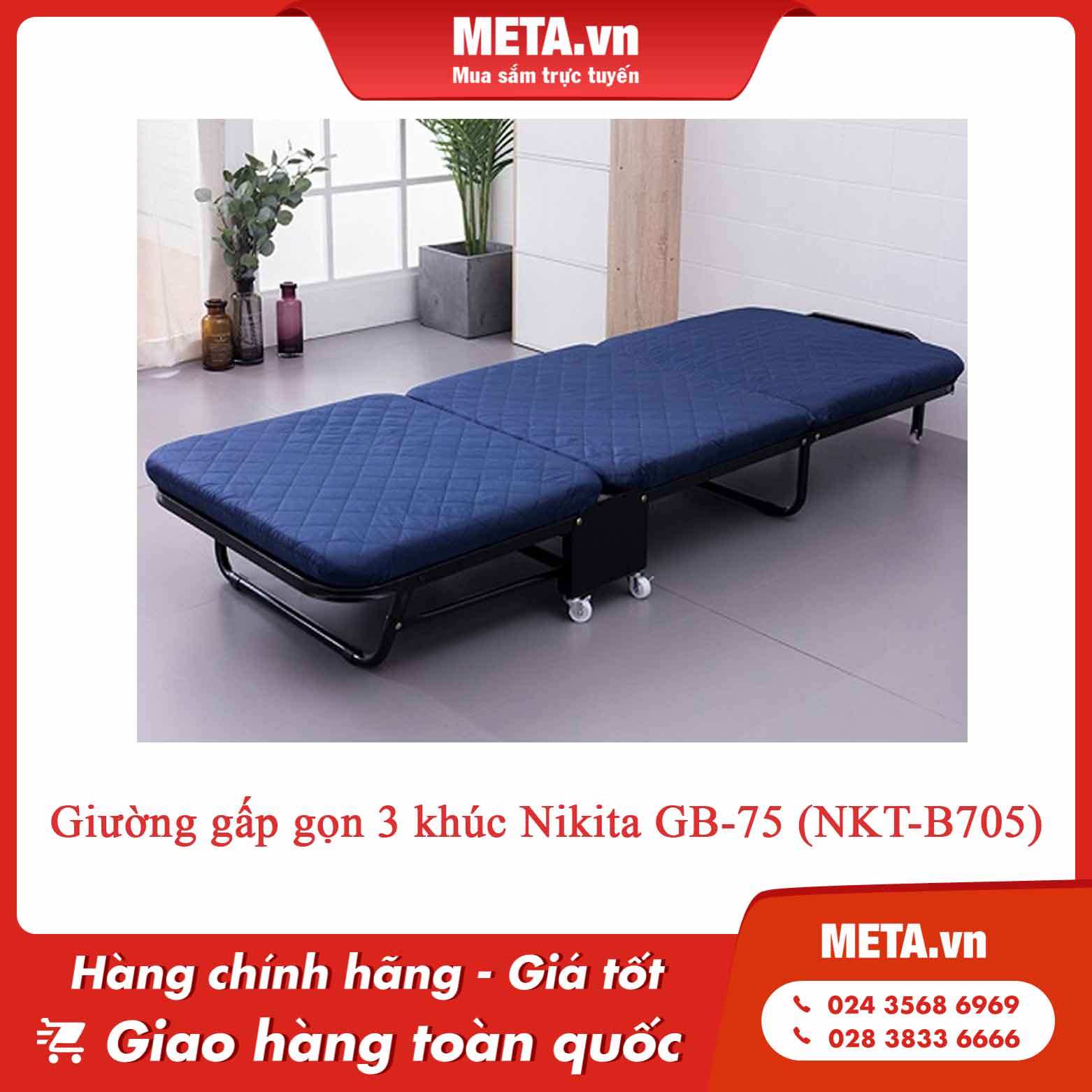 Giường gấp gọn 3 khúc Nikita GB-75 (NKT-B705)