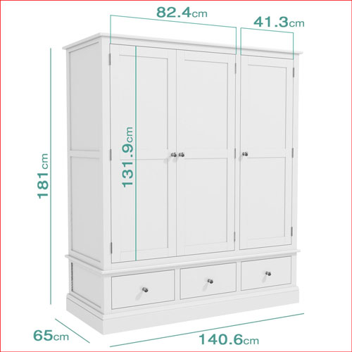 Kích thước tủ quần áo 3 cánh 