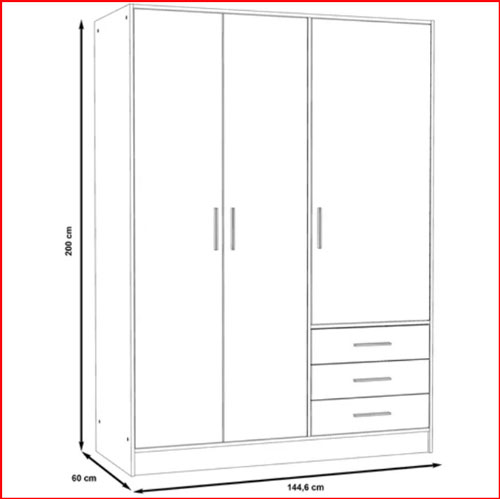 Kích thước tủ quần áo 3 cánh 