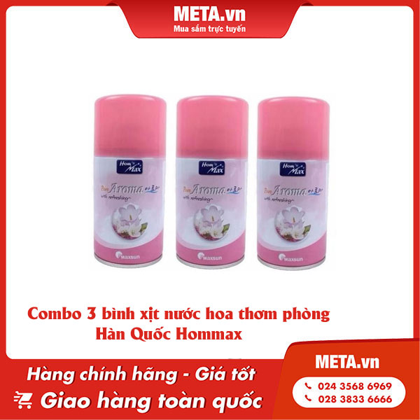 Combo 3 bình xịt nước hoa thơm phòng Hàn Quốc Hommax