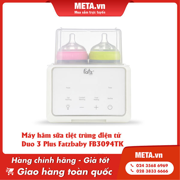 Máy hâm sữa tiệt trùng điện tử Duo 3 Plus Fatzbaby FB3094TK