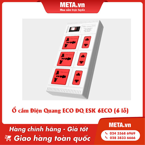 Ổ cắm Điện Quang ECO ĐQ ESK 6ECO (6 lỗ)
