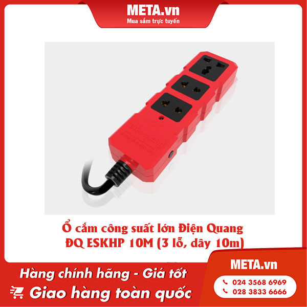 Ổ cắm công suất lớn Điện Quang ĐQ ESKHP 10M (3 lỗ, dây 10m)