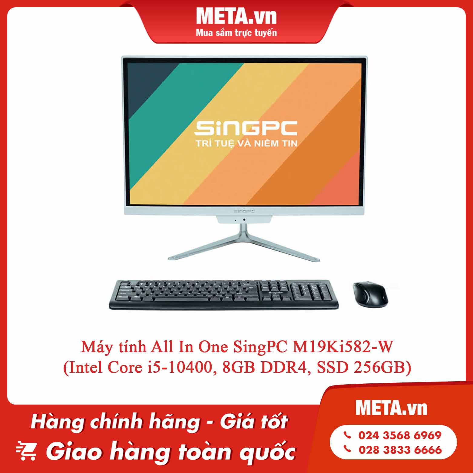 Máy tính all in one SingPC M19Ki582-W (Intel Core i5-10400, 8GB DDR4, SSD 256GB)