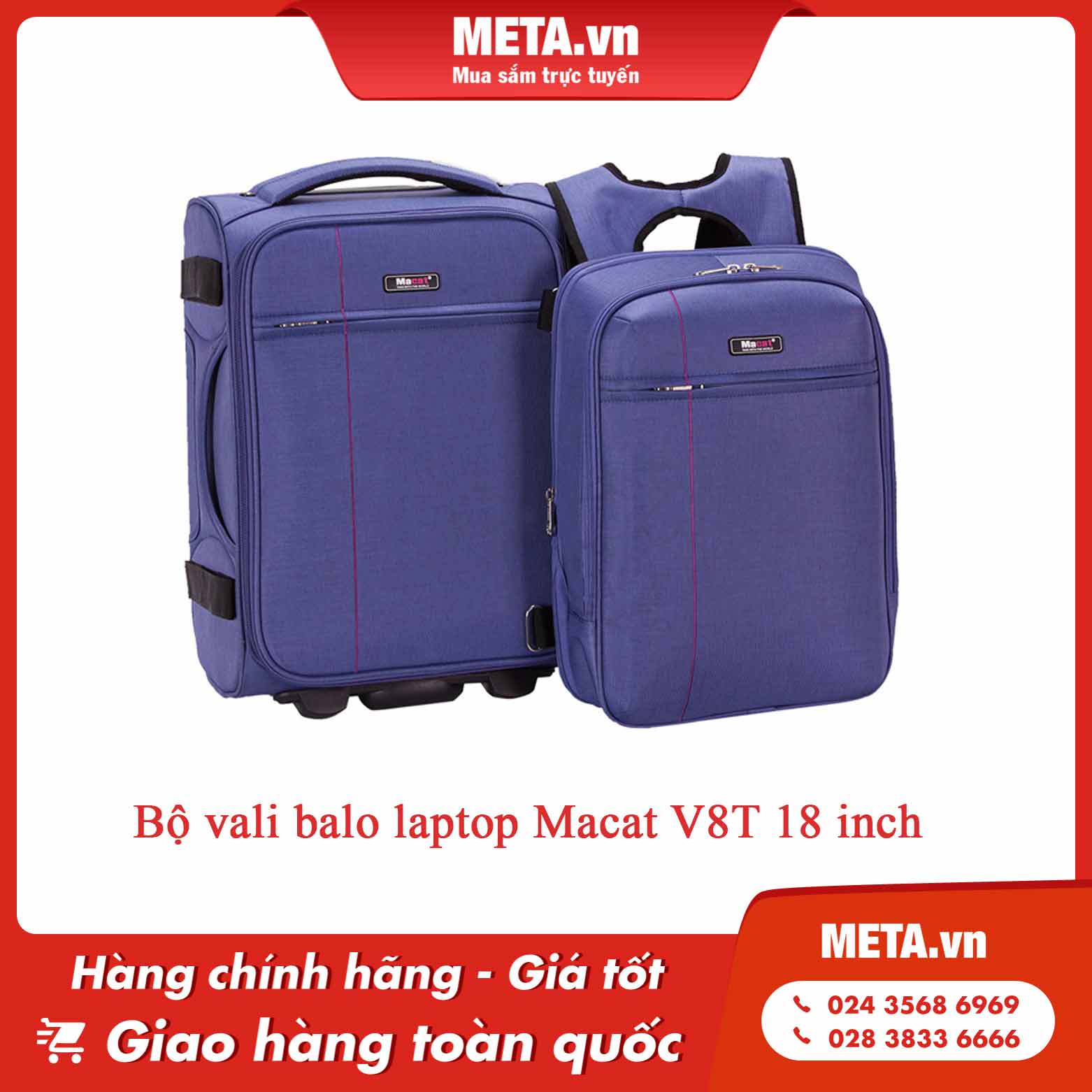 Bộ vali balo laptop Macat V8T 18 inch