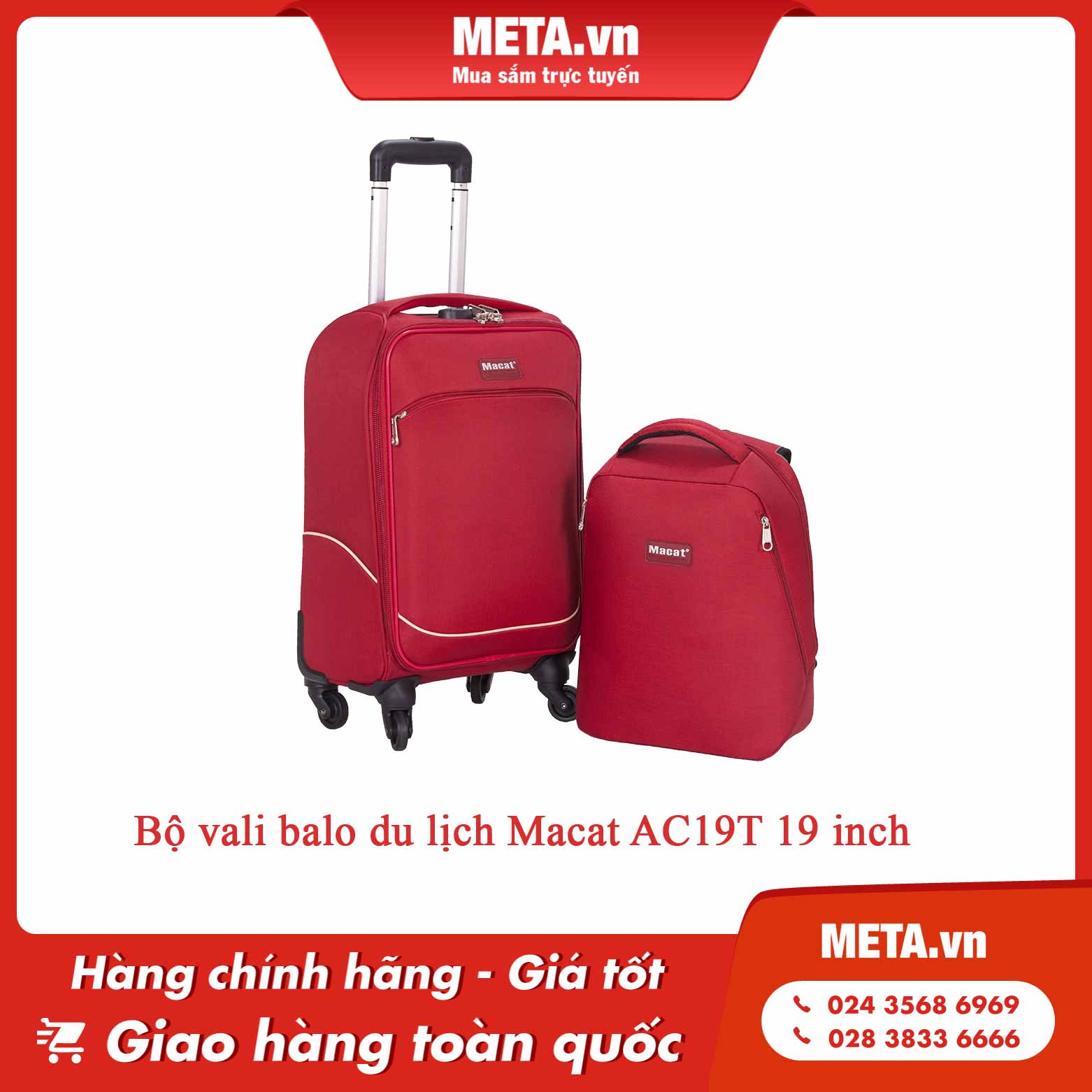 Bộ vali balo du lịch Macat AC19T 19 inch