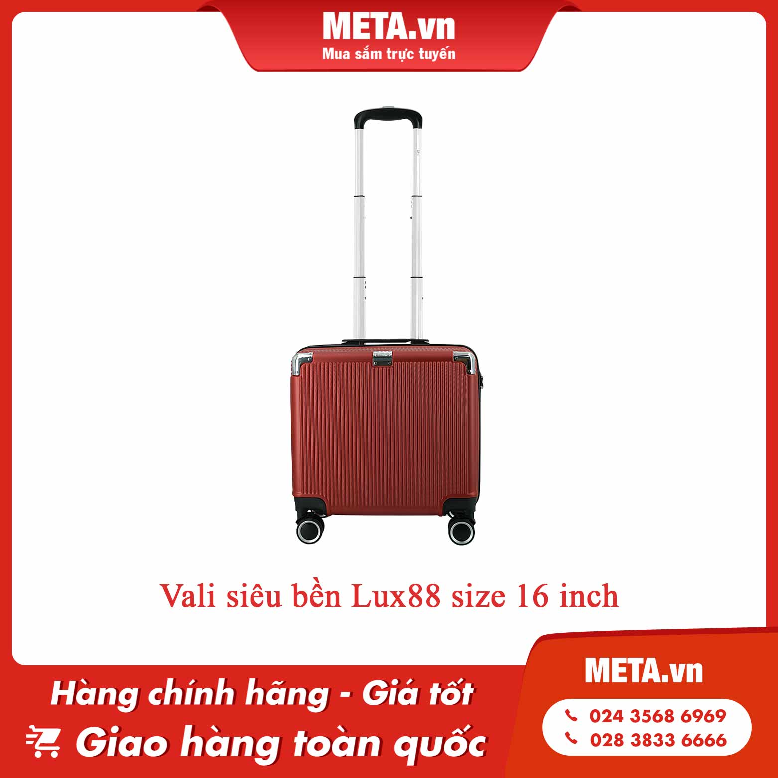 Vali siêu bền Lux88 size 16 inch