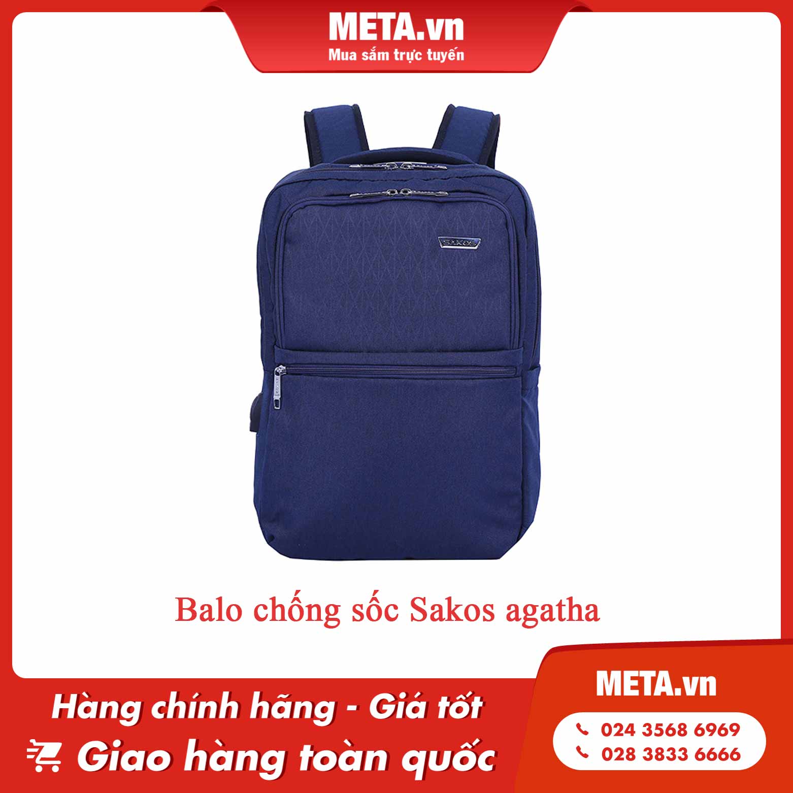 Balo chống sốc Sakos agatha