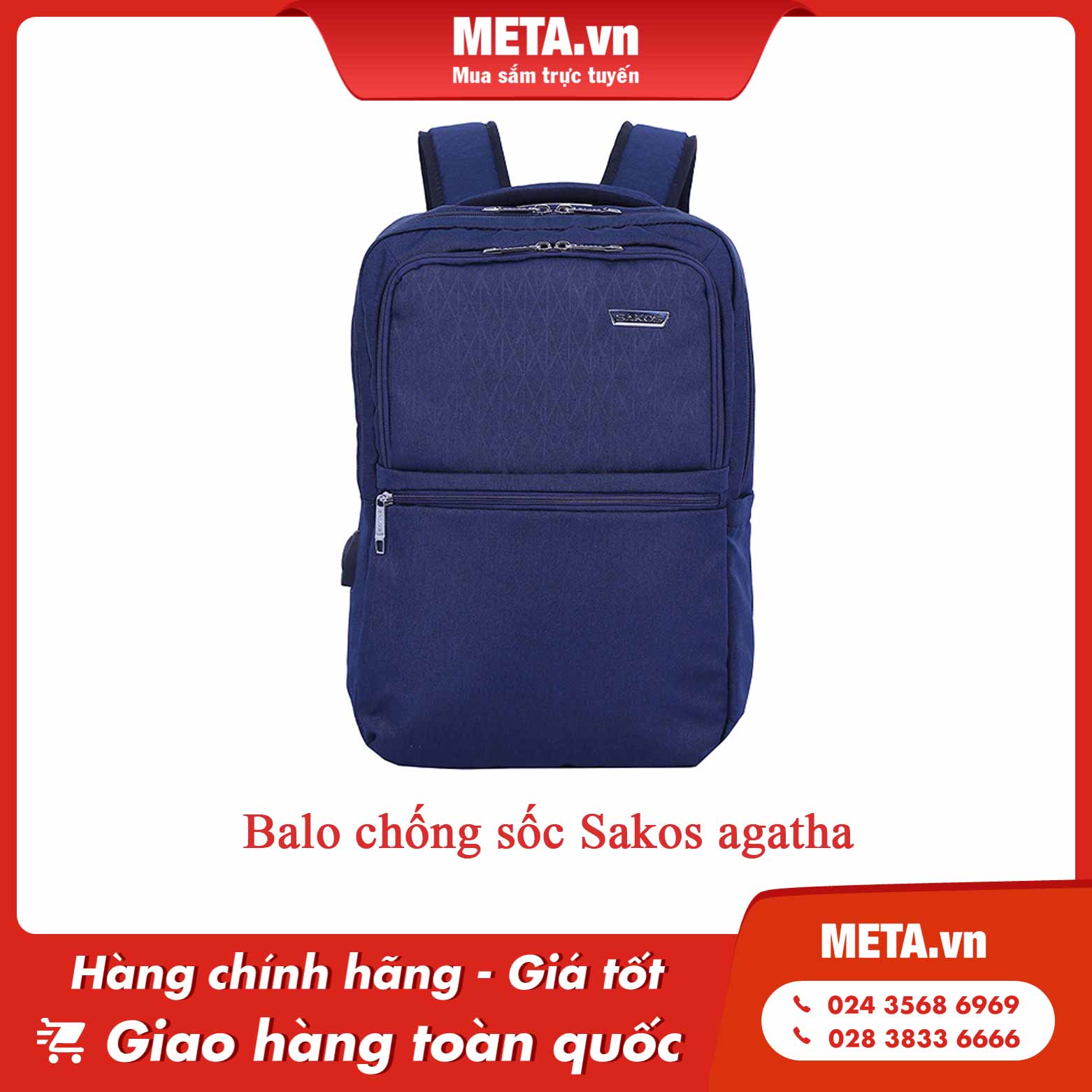 Balo chống sốc Sakos agatha
