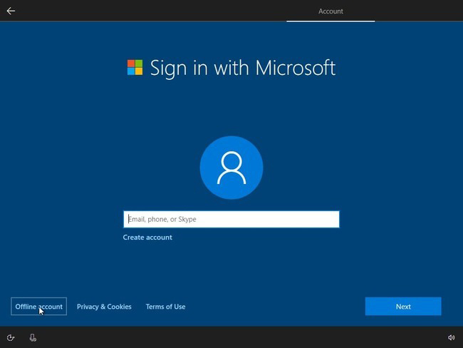Nhập tên tài khoản Microsoft của mình