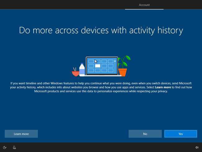 Nhấn vào Yes để đồng bộ các tùy chọn cài đặt trong quá trình sử dụng Windows trước đó qua tài khoản Microsoft