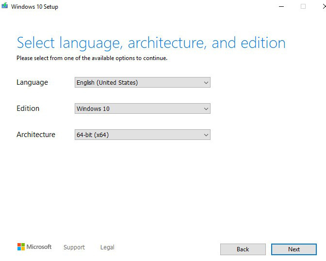 Chọn phiên bản Windows 10 mà bạn muốn cài đặt (32 bit hoặc 64 bit) → Nhấn Next