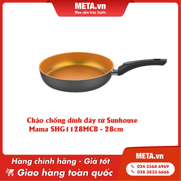 Chảo chống dính đáy từ Sunhouse Mama SHG1128MCB