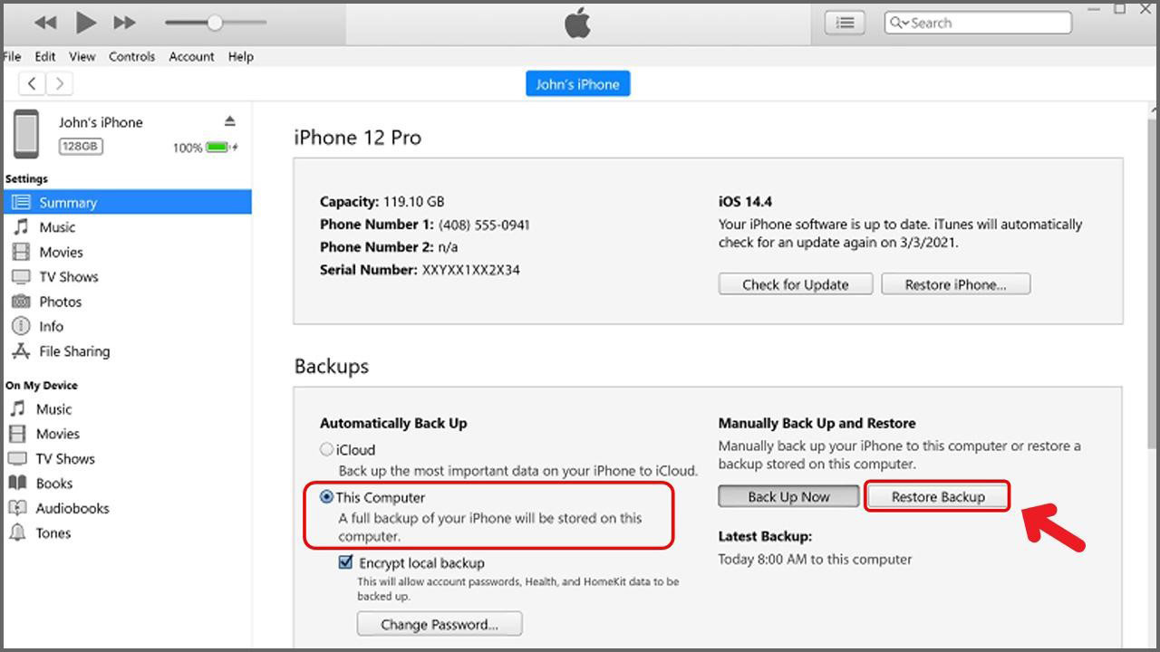 Ngắt kết nối của điện thoại iPhone cũ với máy tính rồi kết nối điện thoại iPhone mới với máy tính