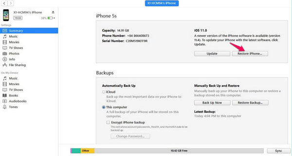Cách reset iPhone nhanh chóng nhờ iTunes trên máy tính