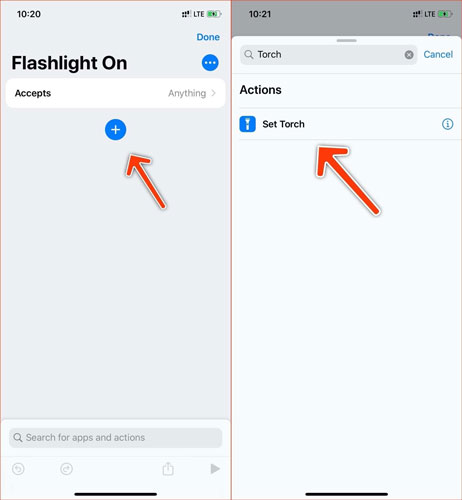 Cách tắt, mở đèn pin iPhone bằng cách tạo phím tắt