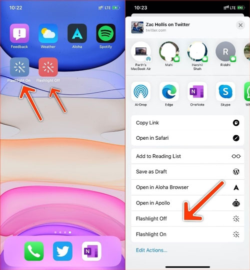 Cách tắt, mở đèn pin iPhone bằng cách tạo phím tắt