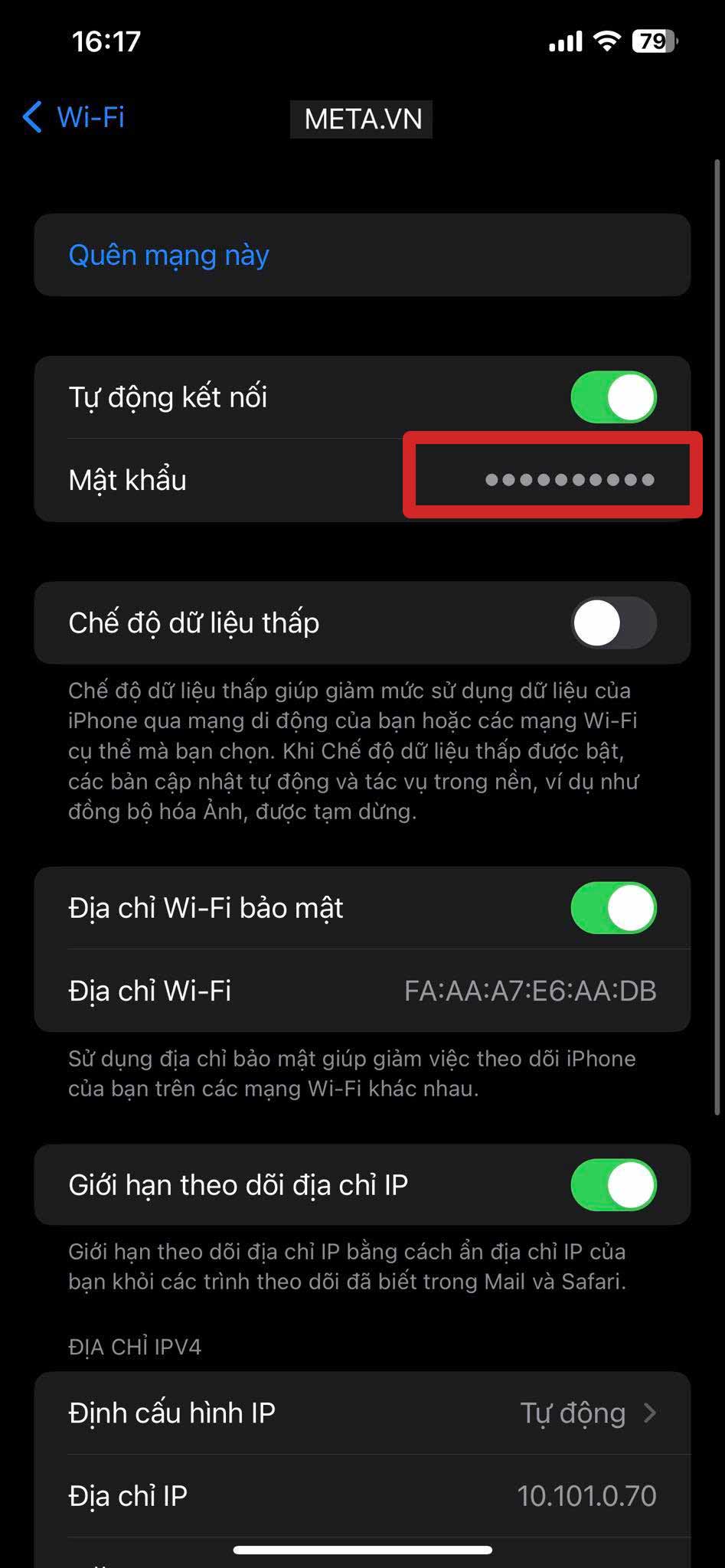 Nhấn vào mật khẩu và chờ một lát để iPhone quét Face ID