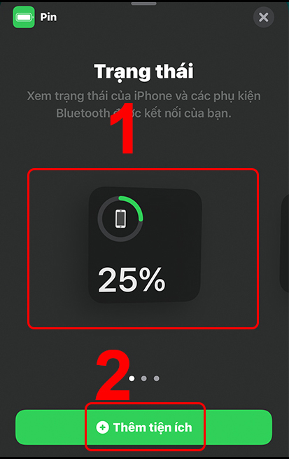 Lựa chọn hình dạng của widget -> Nhấn Thêm tiện ích