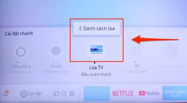 Danh sách loa hiện ra, lúc này tivi sẽ liệt kê danh sách các thiết bị tương thích để bạn kết nối