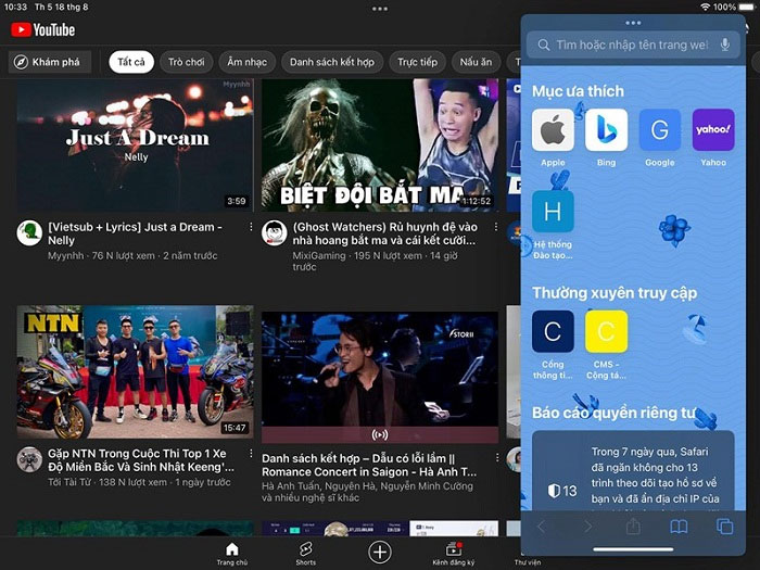 cách chia đôi màn hình iPad, chia màn hình iPad thành nhiều phần