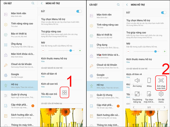 Cách chụp màn hình máy tính bảng Samsung bằng phím Home ảo